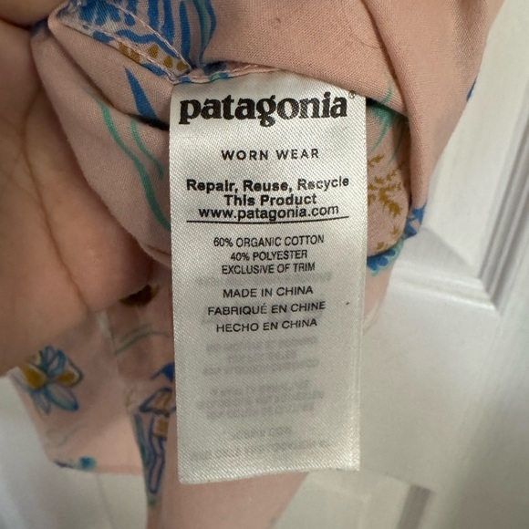 Patagonia Go To Shirt C Street Feather Pink SizeXL Organic Cotton Aloha ButtonUp - Picture 6 of 12